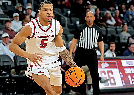 Arkansas Razorbacks guard Darius Acuff goes for 28 on the road at LSU.